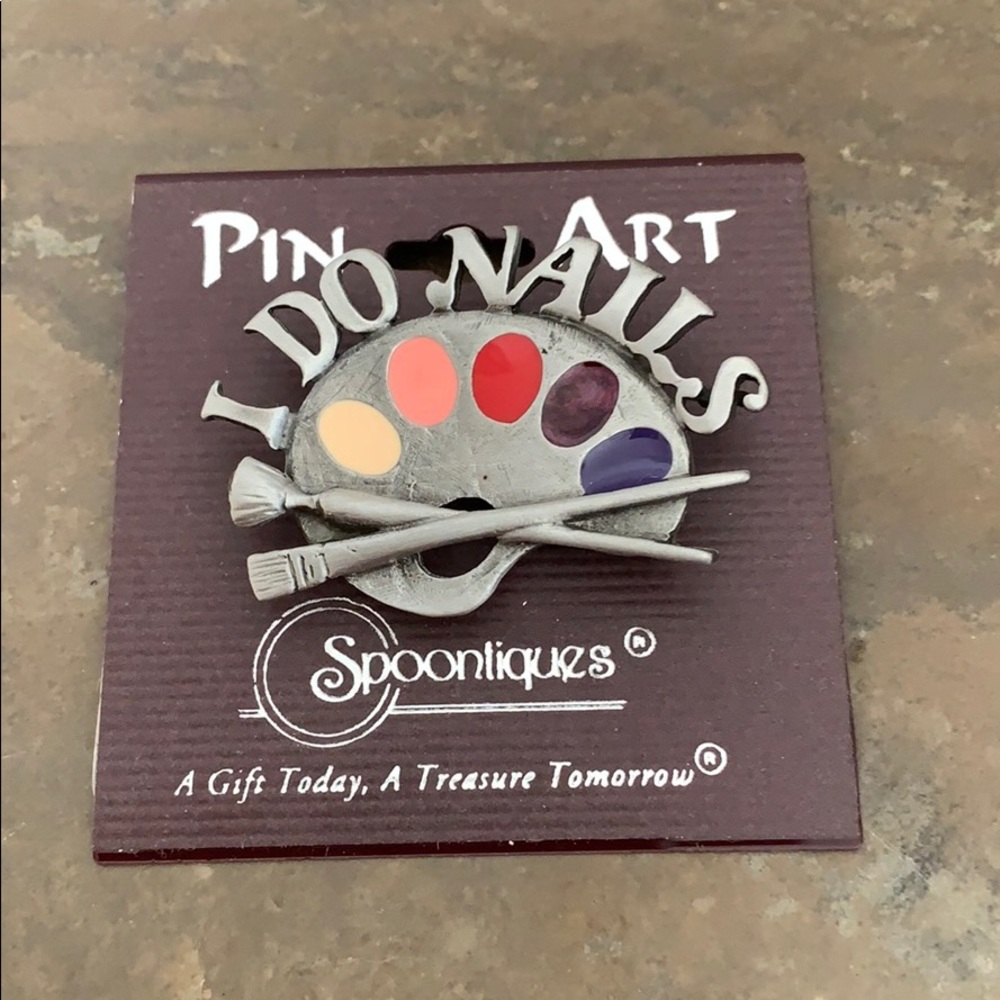 NWT Pin Art I Do Nails Manicurist Brooch
